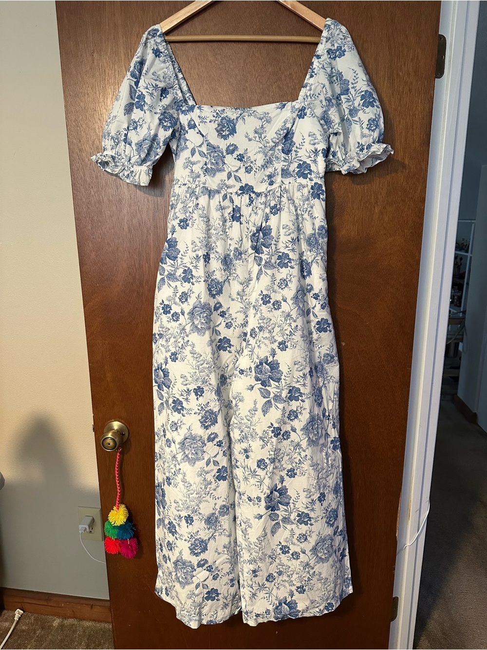 FRANCESCAS Long Floral Romper with Puff Sleeves